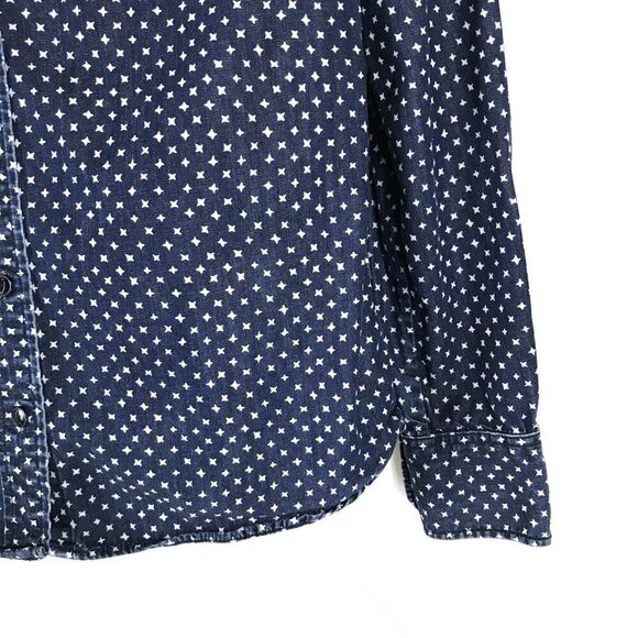J. Crew Keeper Chambray Shirt Women's Size 0 Star Dot 100% Cotton Casual - Picture 2 of 12